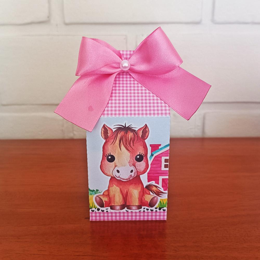 20 Caixinhas Personalizadas Fazendinha Aquarela Rosa | Kit Festa