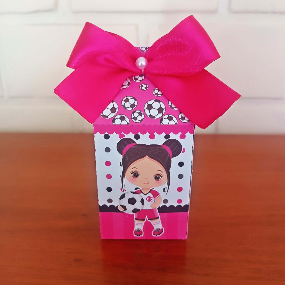 20 Caixinhas Personalizadas Futebol Rosa | Kit Festa | PEGUE E MO