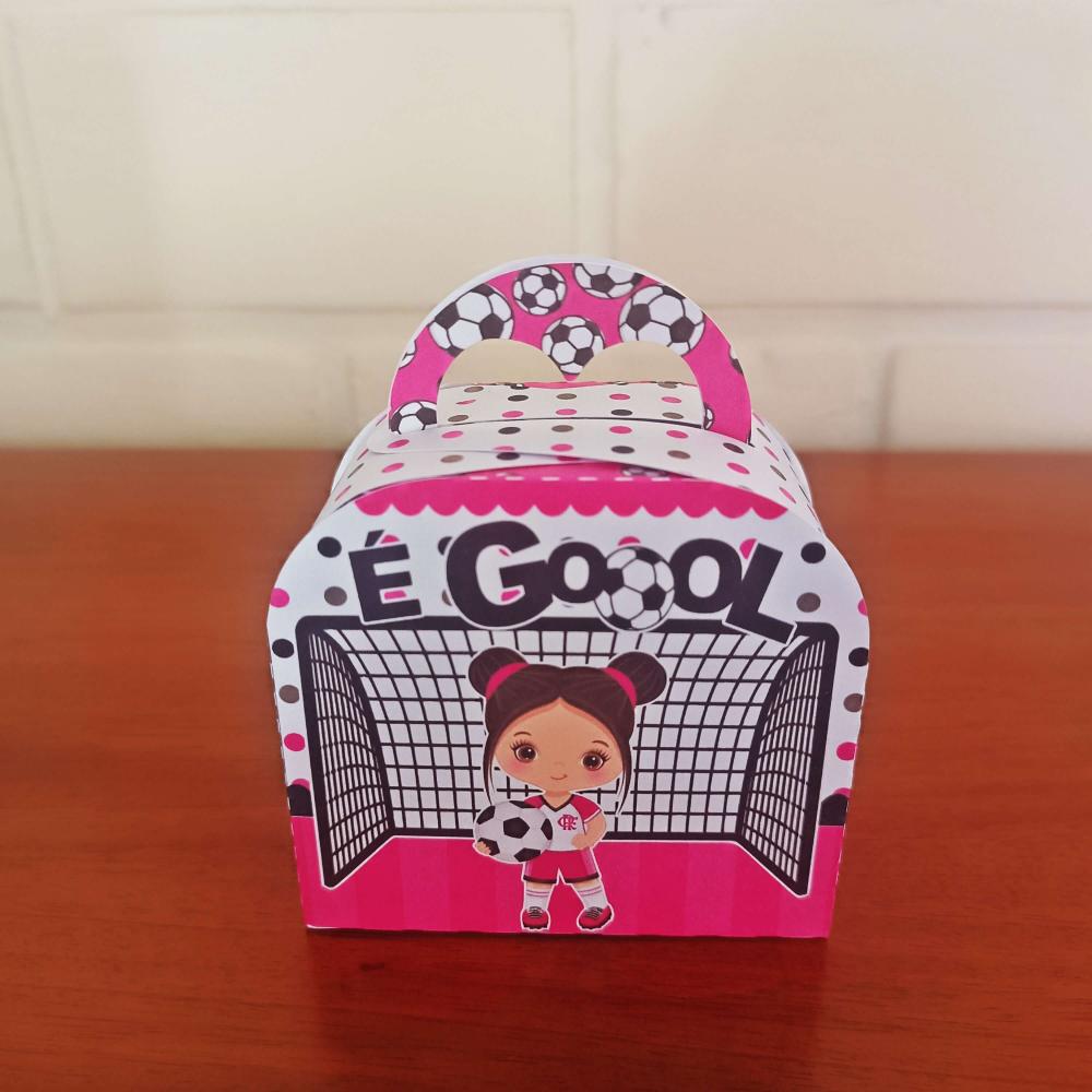 20 Caixinhas Personalizadas Futebol Rosa | Kit Festa | PEGUE E MO