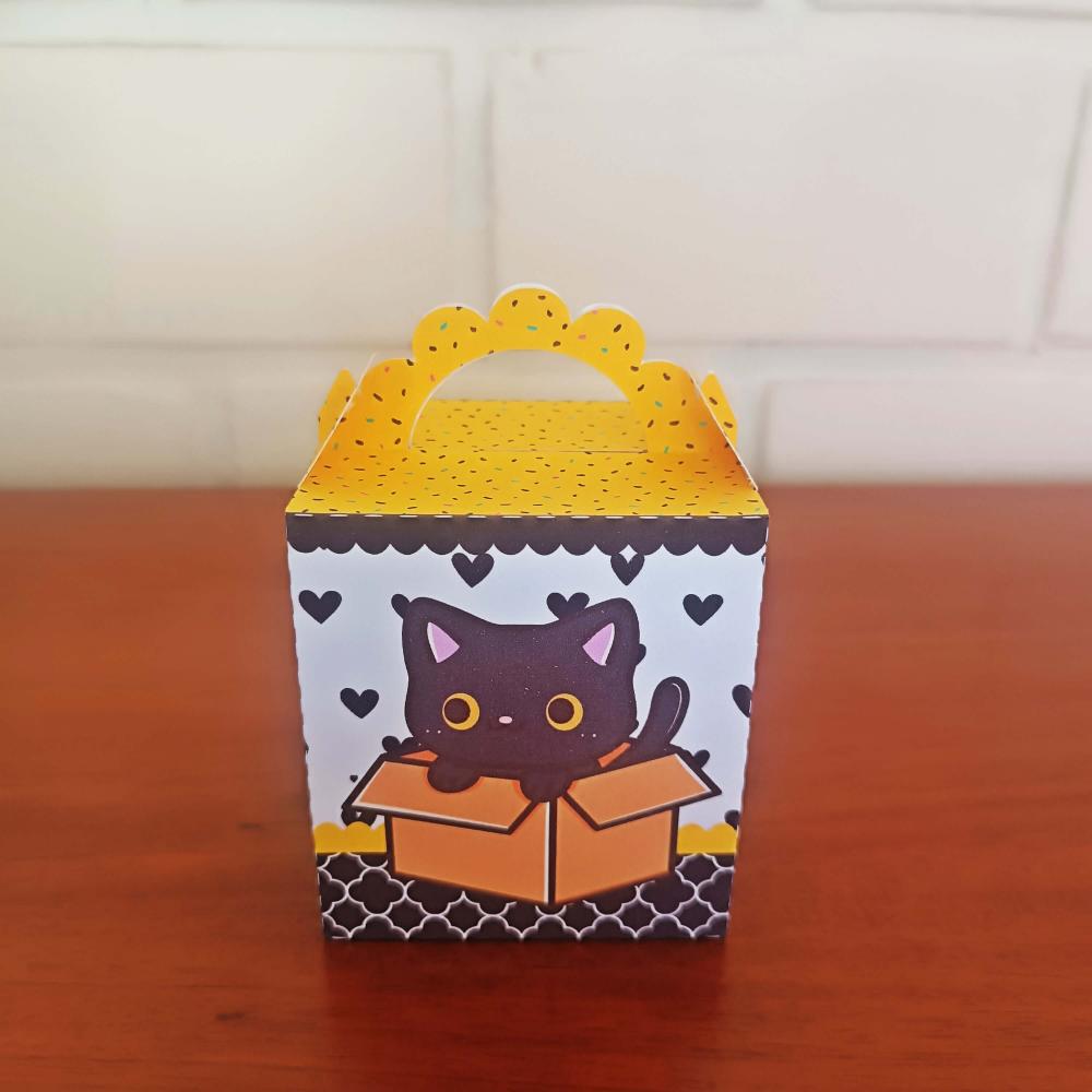 20 Caixinhas Personalizadas Gatinho Preto | Kit Festa | PEGUE E M