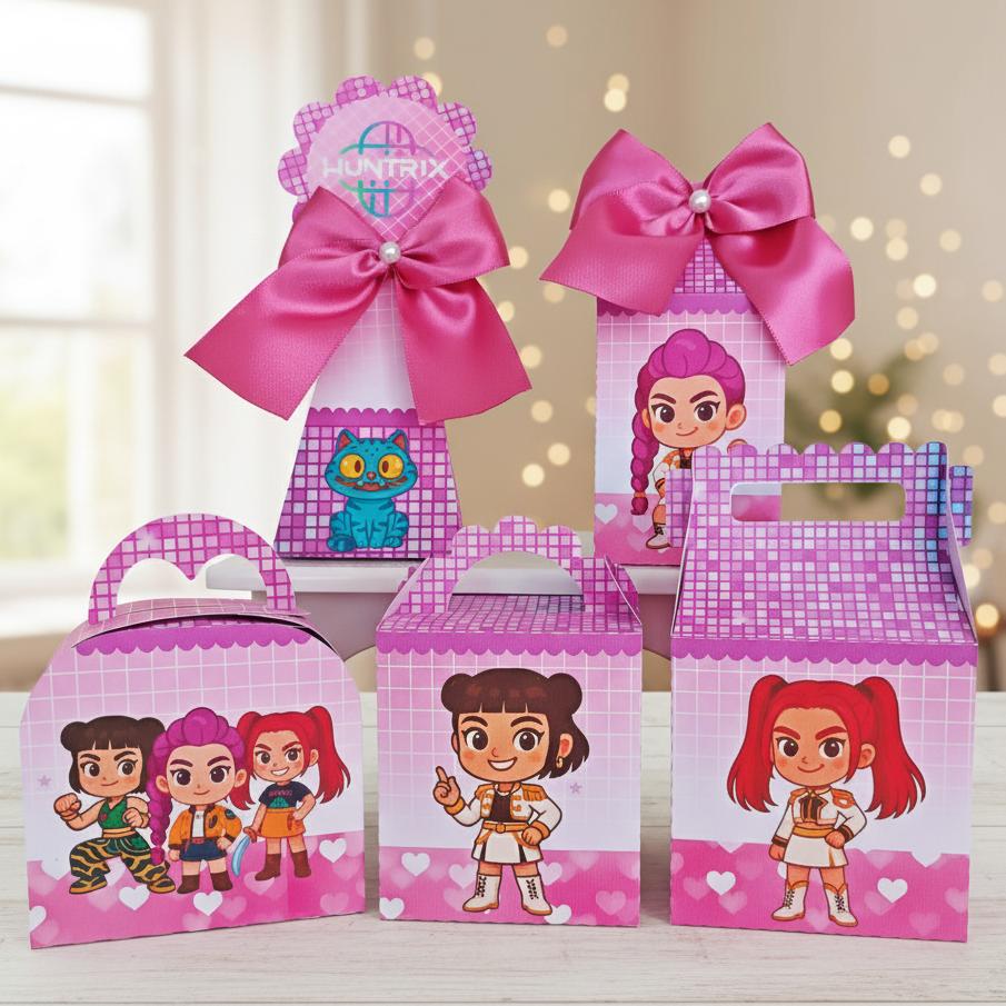 20 Caixinhas Personalizadas Guerreiras do K-Pop | Kit Festa | PEG