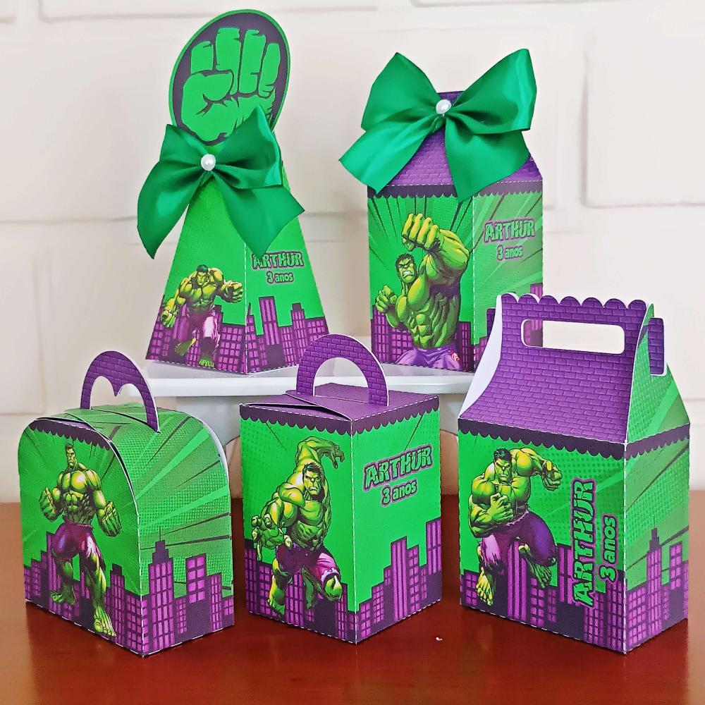 20 Caixinhas Personalizadas Hulk | Kit Festa | PEGUE E MONTE