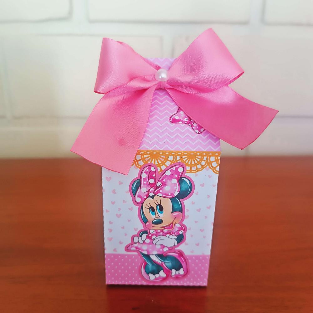 20 Caixinhas Personalizadas Minnie Rosa Aquarela | Kit Festa | PE