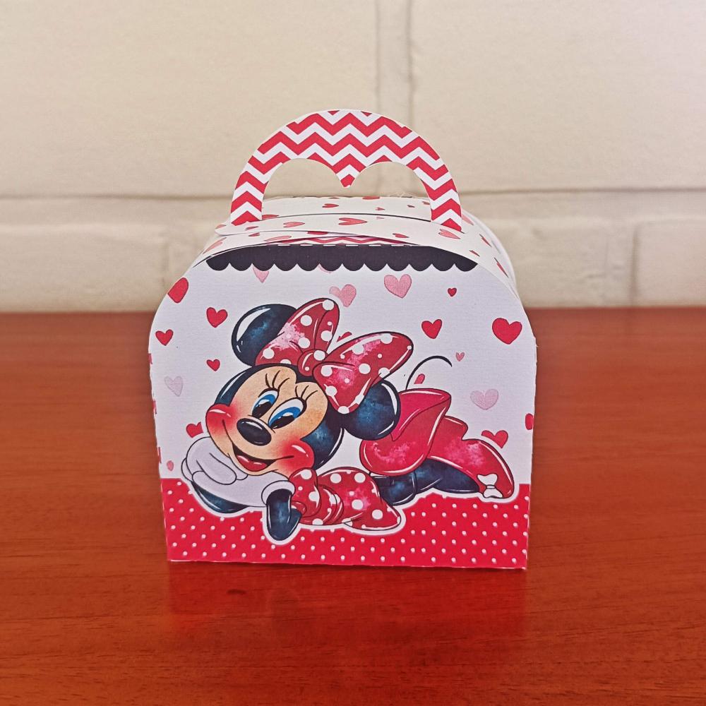 20 Caixinhas Personalizadas Minnie Vermelha Aquarela | Kit Festa