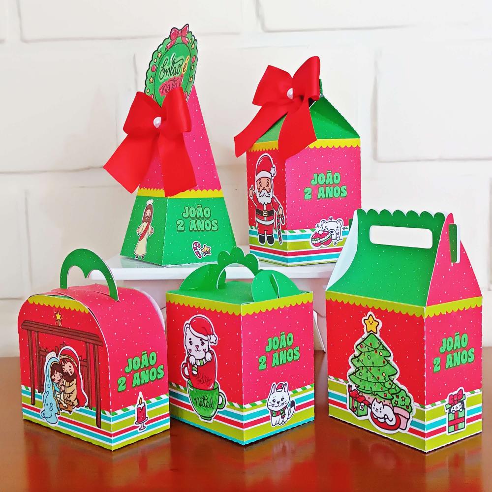 20 Caixinhas Personalizadas Natal | Kit Festa | PEGUE E MONTE