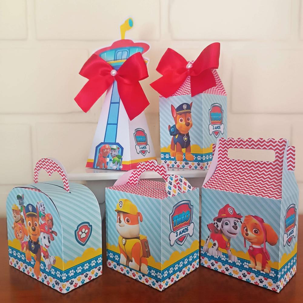 20 Caixinhas Personalizadas Patrulha Canina | Kit Festa | PEGUE E