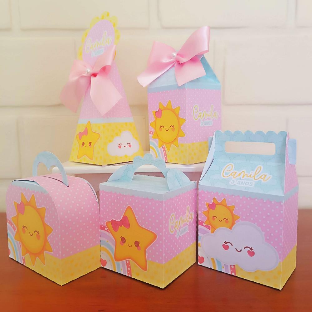 20 Caixinhas Personalizadas Raio de Sol | Kit Festa | PEGUE E MON