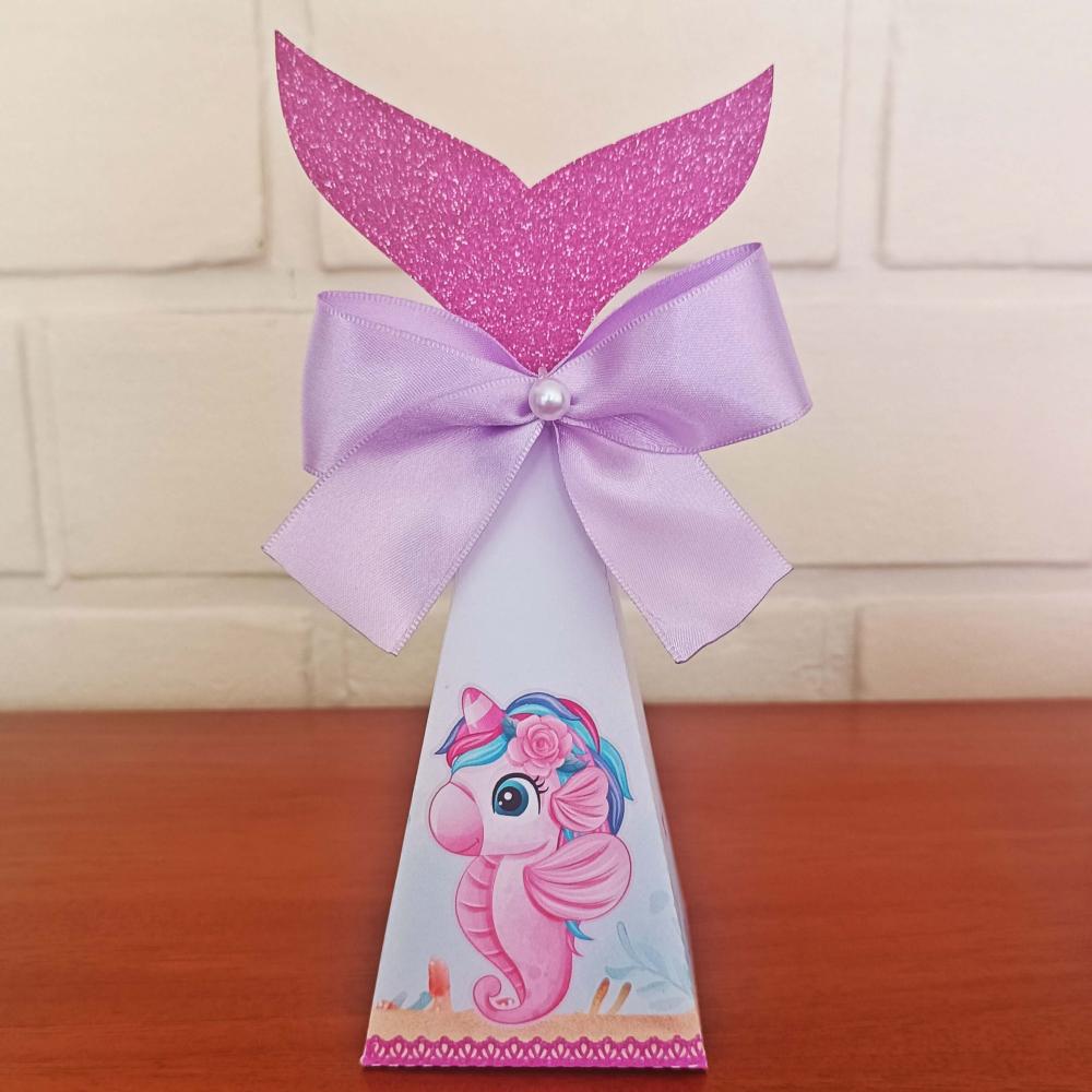 20 Caixinhas Personalizadas Sereia Lilás Aquarela| Kit Festa | P