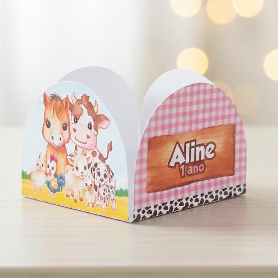 Forminhas de Doces Personalizadas - Fazendinha Rosa Aquarela