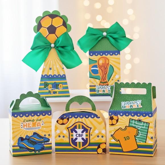 Kit 50 Caixinhas Personalizadas - Copa do Mundo Hexa Brasil