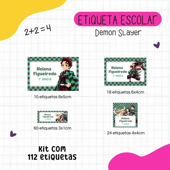 Kit 112 Etiquetas Escolares Personalizadas - Demon Slayer