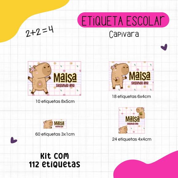 Kit 112 Etiquetas Escolares Personalizadas - Capivara