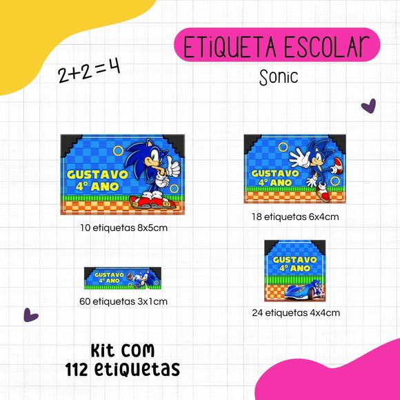 Kit 112 Etiquetas Escolares Personalizadas - Sonic
