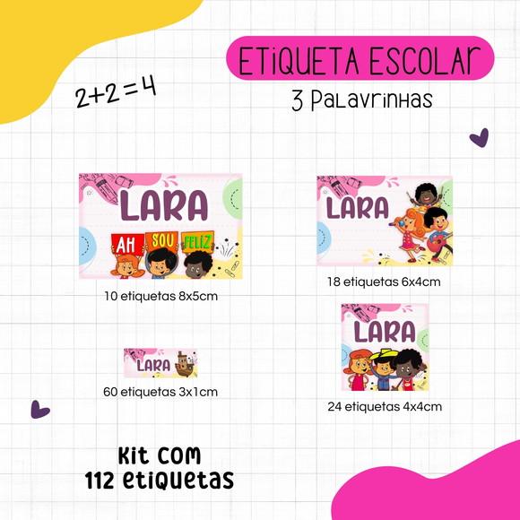 Kit 112 Etiquetas Escolares Personalizadas - 3 Palavrinhas
