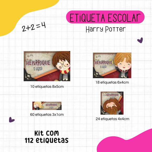 Kit 112 Etiquetas Escolares Personalizadas - Harry Potter