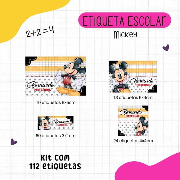 Kit 112 Etiquetas Escolares Personalizadas - Mickey