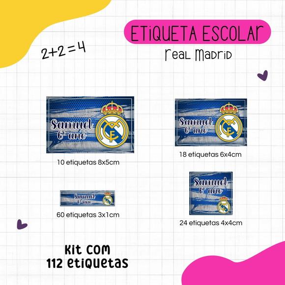 Kit 112 Etiquetas Escolares Personalizadas - Real Madrid