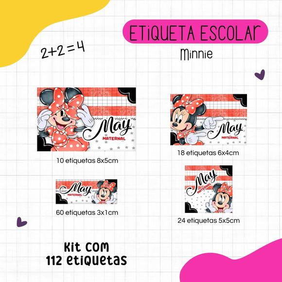 Kit 112 Etiquetas Escolares Personalizadas - Minnie