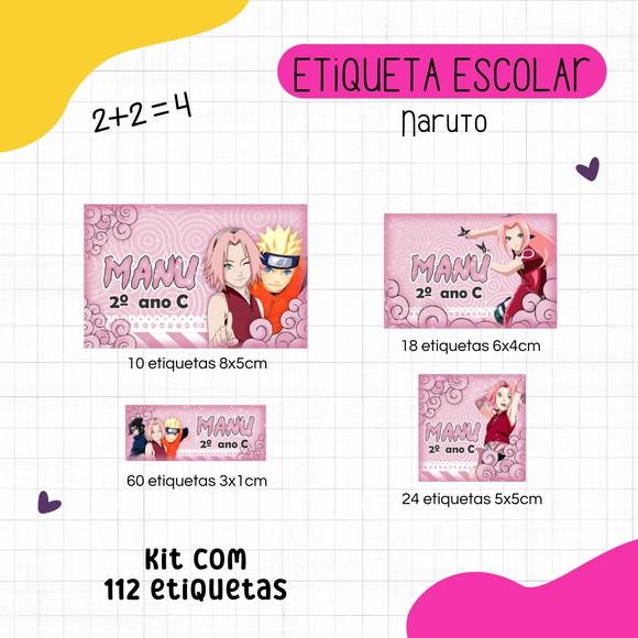 Kit 112 Etiquetas Escolares Personalizadas - Naruto / Sakura