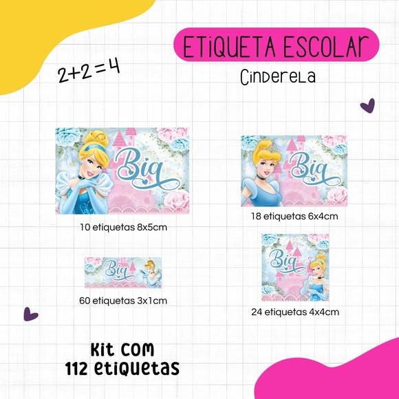 Kit 112 Etiquetas Escolares Personalizadas - Cinderela