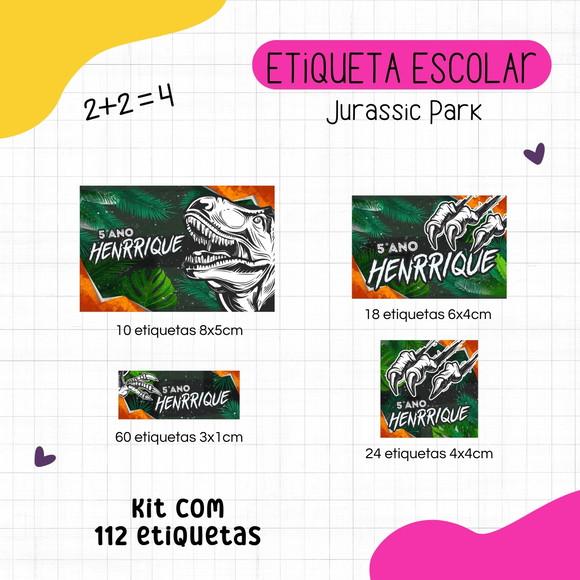 Kit 112 Etiquetas Escolares Personalizadas - Jurassic Park