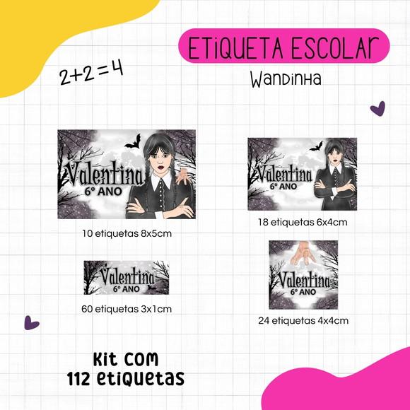 Kit 112 Etiquetas Escolares Personalizadas - Wandinha
