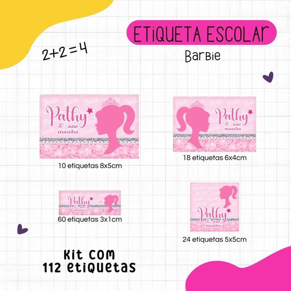 Kit 112 Etiquetas Escolares Personalizadas - Barbie