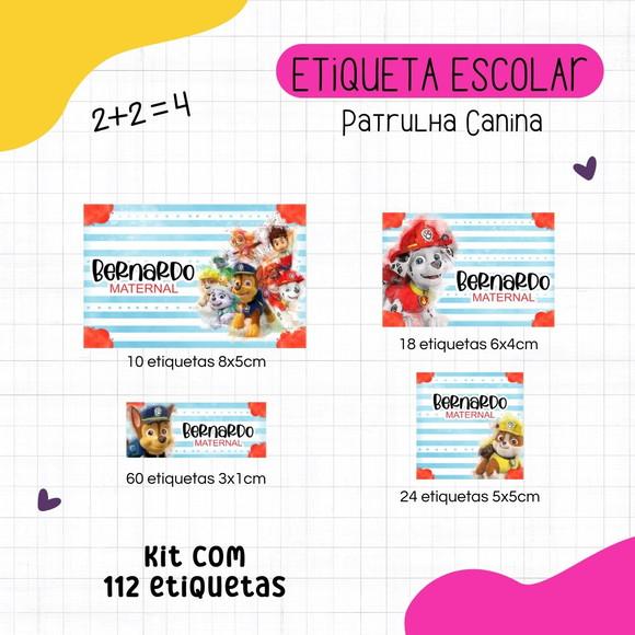 Kit 112 Etiquetas Escolares - Patrulha Canina