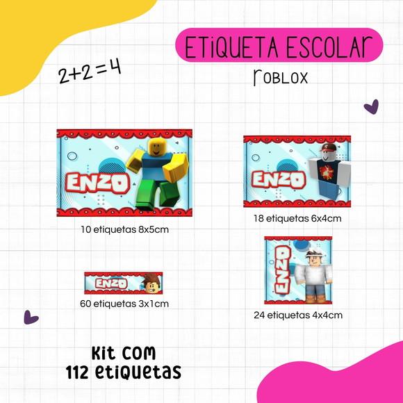 Kit 112 Etiquetas Escolares Personalizadas - Roblox