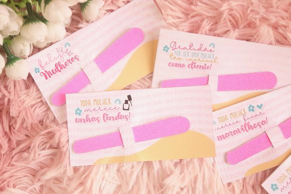 30 Cards com Mini Lixa de Unha - Dia das Mulheres, Clientes
