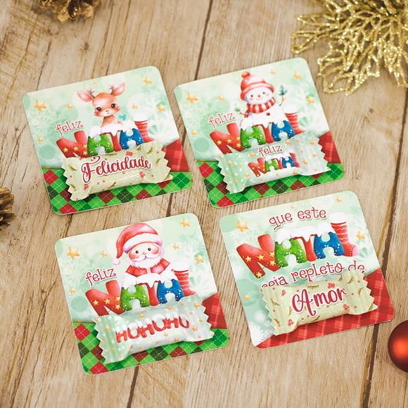 50 Cards/tags com Balas Personalizadas - Natal