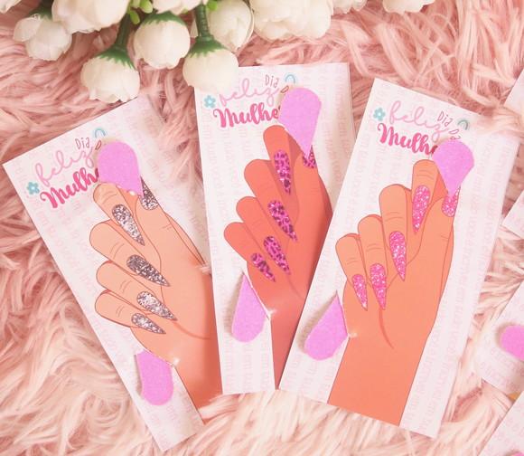 30 Cards com Mini Lixa de Unha - Dia das Mulheres