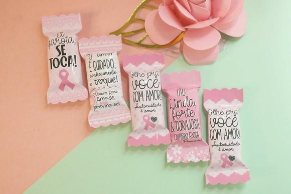 100 Balas Personalizadas - Outubro Rosa