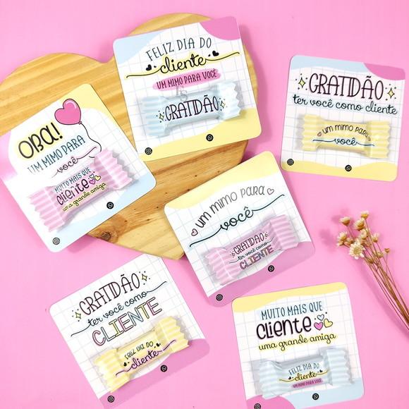50 Cards/tags com Balas Personalizadas - Mimo para Clientes