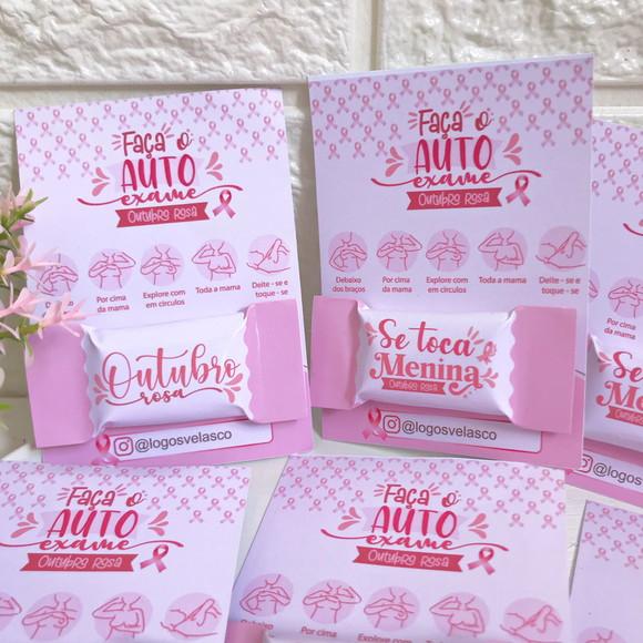50 Cards/tags com Balas Personalizadas - Outubro Rosa