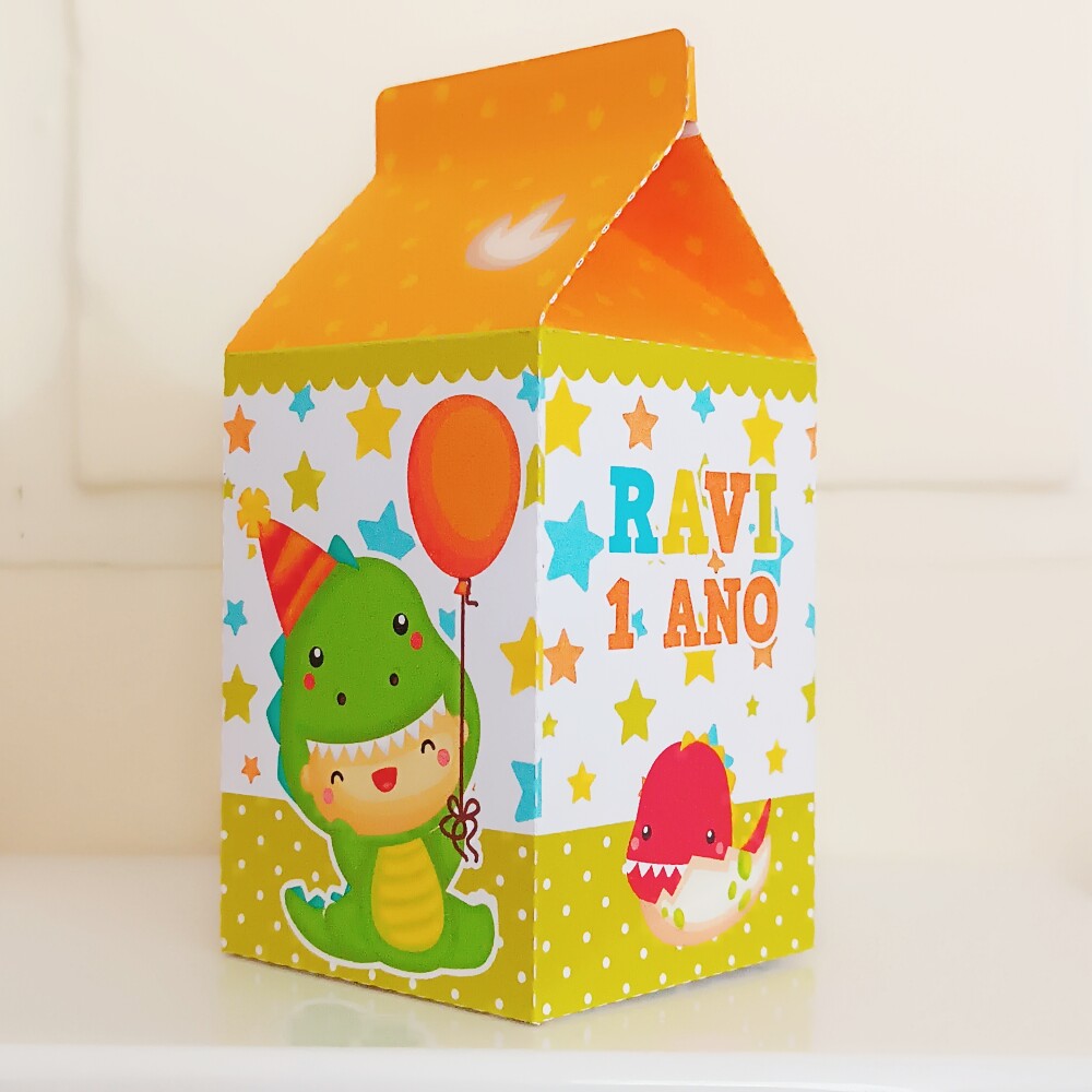Caixinha Milk Personalizada - Dinossauros Dino Baby