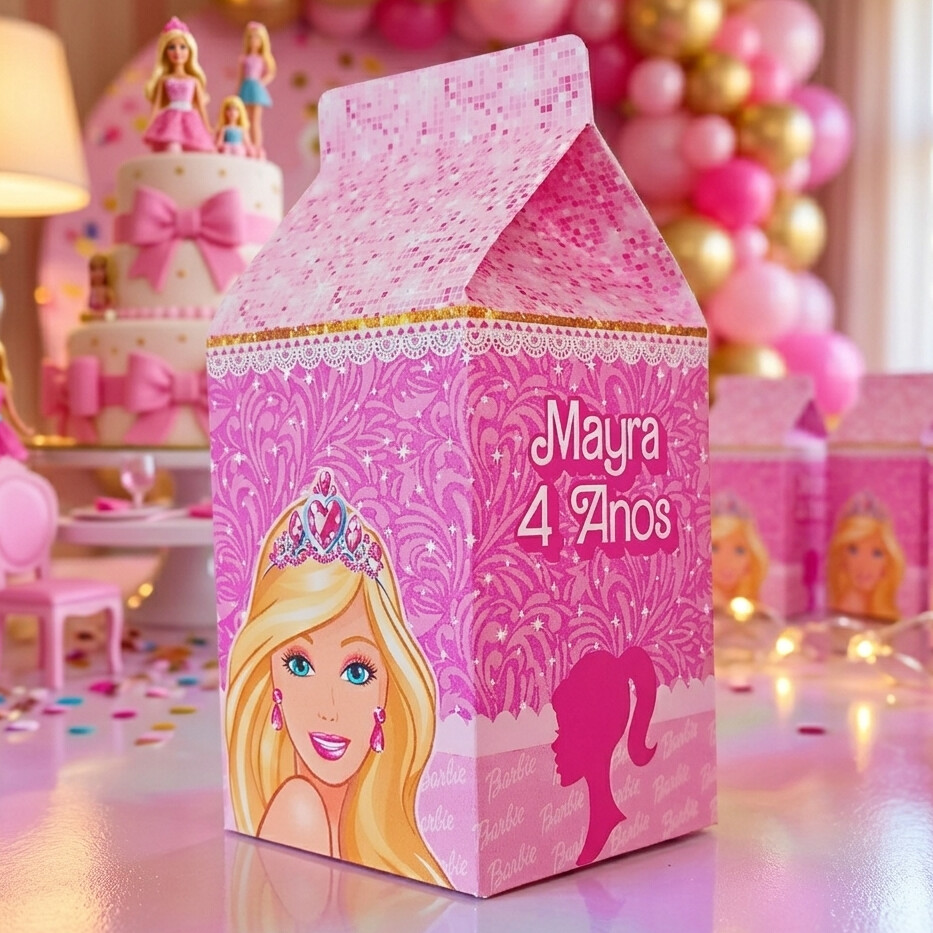 Caixinha Milk Personalizada - Barbie Princesa