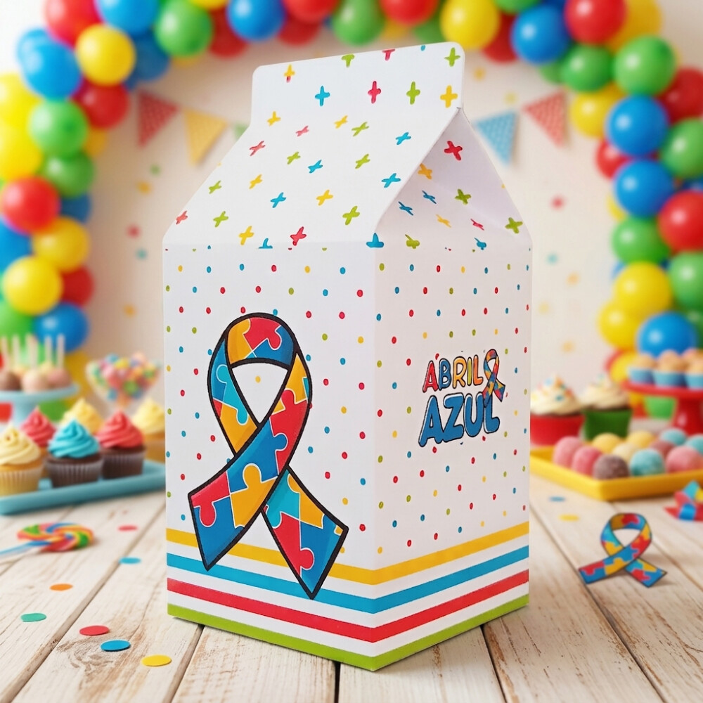 Caixinha Milk Personalizada - Autismo Abril Azul
