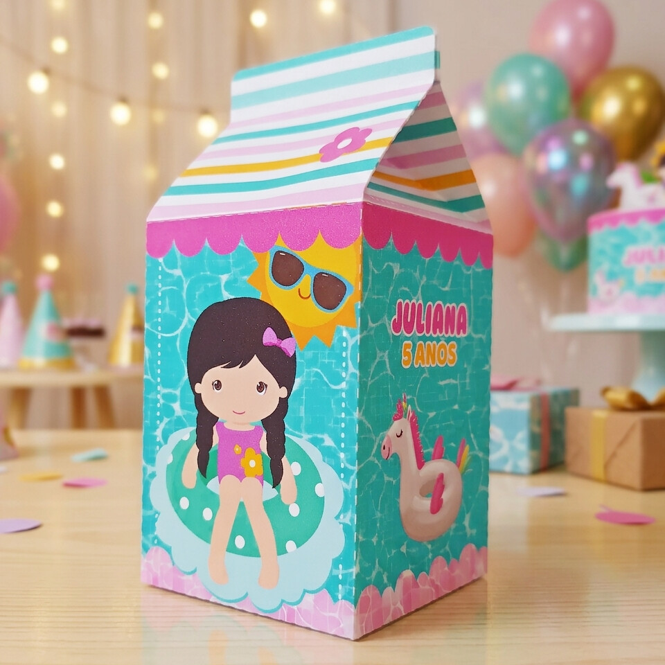 Caixinha Milk Personalizada - Pool Party