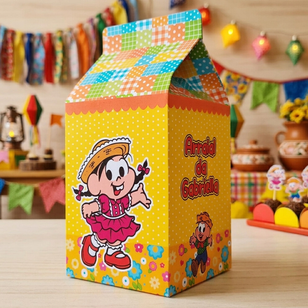 Caixinha Milk Personalizada - Arraial da Mônica Festa Junina