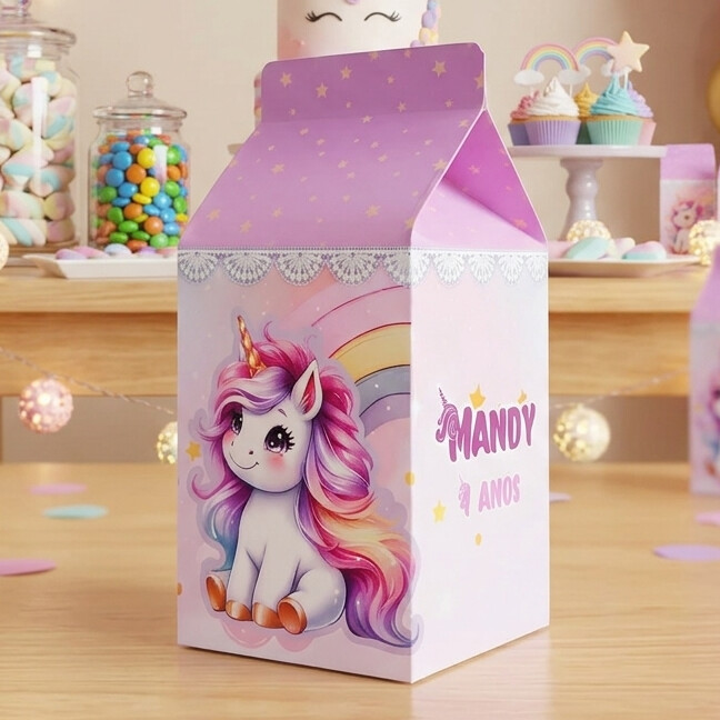 Caixinha Milk Personalizada - Unicórnio