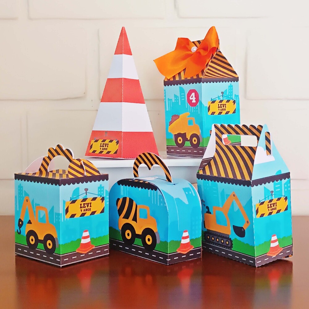 Kit Festa Caixinhas Personalizadas - Construção Construtor