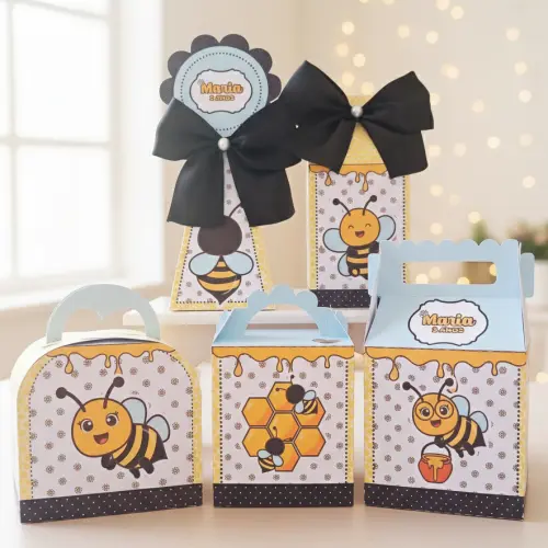20 Caixinhas Personalizadas Abelhinha | Kit Festa | PEGUE E MONTE