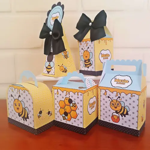 20 Caixinhas Personalizadas Abelhinha | Kit Festa | PEGUE E MONTE