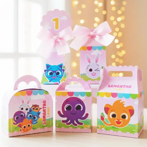 20 Caixinhas Personalizadas Bolofofos Menina | Kit Festa | PEGUE E MONTE