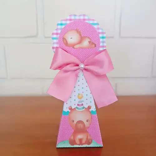 20 Caixinhas Personalizadas Capivara Aquarela Menina | Kit Festa