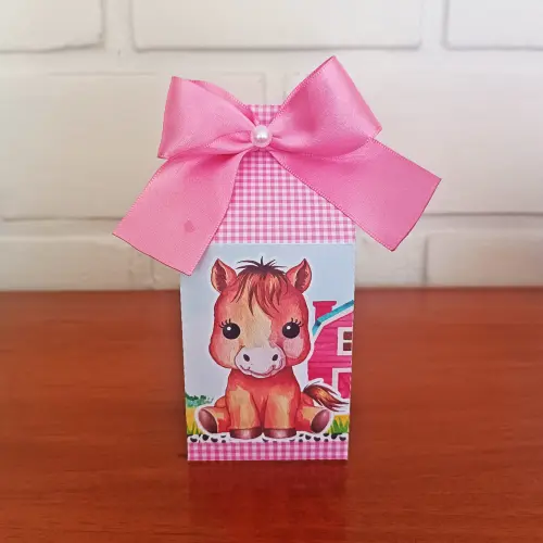 20 Caixinhas Personalizadas Fazendinha Aquarela Rosa | Kit Festa