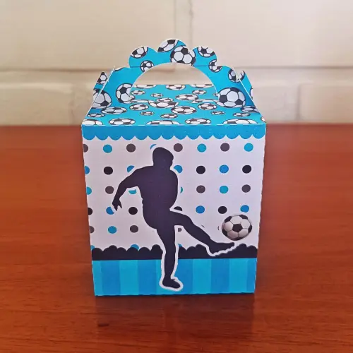 20 Caixinhas Personalizadas Futebol Azul | Kit Festa | PEGUE E MO