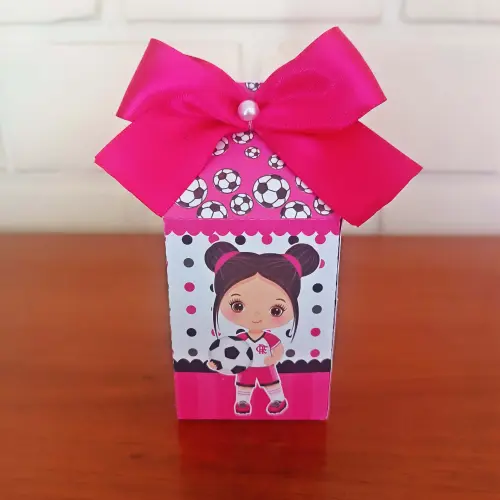 20 Caixinhas Personalizadas Futebol Rosa | Kit Festa | PEGUE E MO