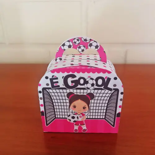 20 Caixinhas Personalizadas Futebol Rosa | Kit Festa | PEGUE E MO